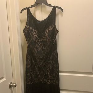 Cindy U.S.A Black and nude lace dress. Sleeveless with leg slit